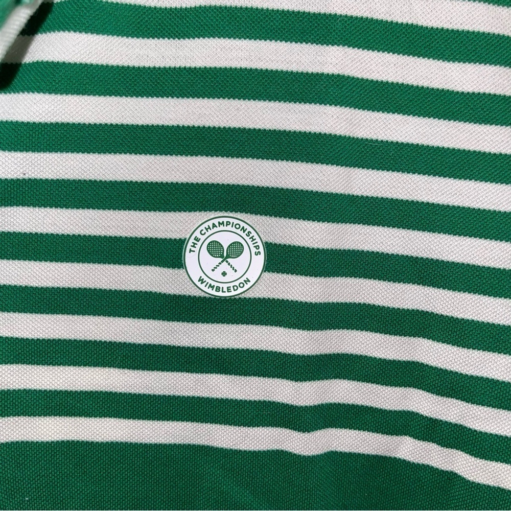Wimbledon Championship Green & White Striped Polo Shirt Adult XL - Picture 2 of 5
